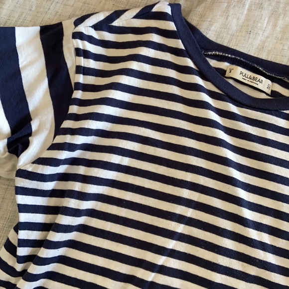 ASOS Striped Navy crop T Shirt - Picture 2 of 3